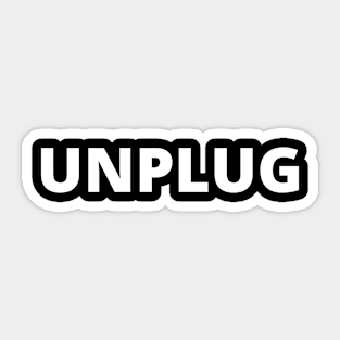 UNPLUG Large Simple Minimalist Blue White Font Design Sticker